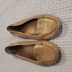 Tory Burch Arianna Driving Loafer  Moccasins Flat Shoes Metallic GOLD Sz…